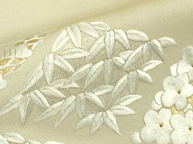 平和屋本店■極上　訪問着　総刺繍　松竹梅　薄卵色地　金糸　逸品　DZAA4945kh5