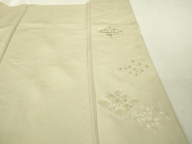 平和屋本店■極上　訪問着　総刺繍　松竹梅　薄卵色地　金糸　逸品　DZAA4945kh5