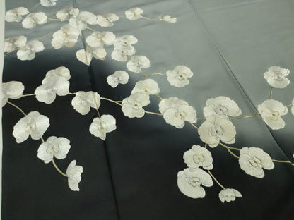平和屋本店●極上 訪問着 総刺繍 手刺繍 胡蝶蘭 灰青色地 暈し染め 金糸 逸品 DZAA4947kh5