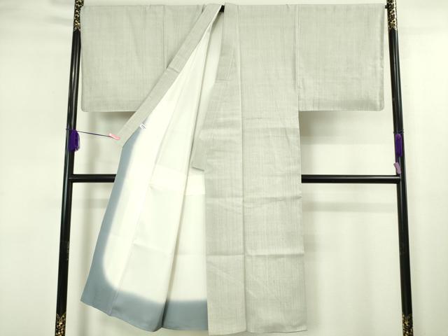 平和屋本店●極上 男性 本場結城紬 重要無形文化財 キングサイズ 色無地 白梅鼠色 逸品 未使用 DZAA4949kh5
