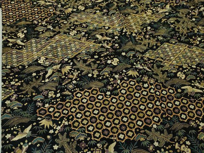 平和屋本店●最高級 訪問着 総刺繍 駒刺繍 宝尽くし 飛鶴文 黒地 金糸 逸品 DZAA4956kh5