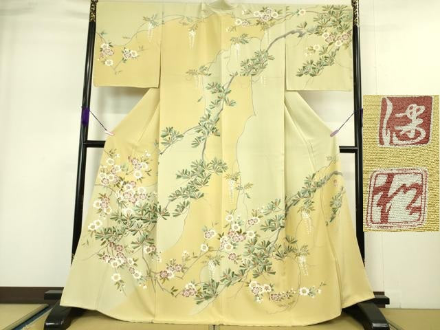 平和屋本店■極上　京加賀友禅　松本健一　訪問着　松　枝垂れ花　逸品　未使用　DZAA4957kh5