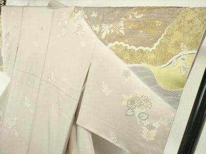 平和屋本店●極上 創業460年・千總 訪問着 刺繍 吉祥花文 薄梅鼠色地 金彩 松坂屋扱い 逸品 未使用 DZAA4958kh5