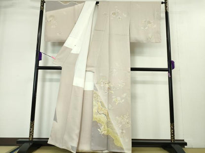 平和屋本店●極上 創業460年・千總 訪問着 刺繍 吉祥花文 薄梅鼠色地 金彩 松坂屋扱い 逸品 未使用 DZAA4958kh5