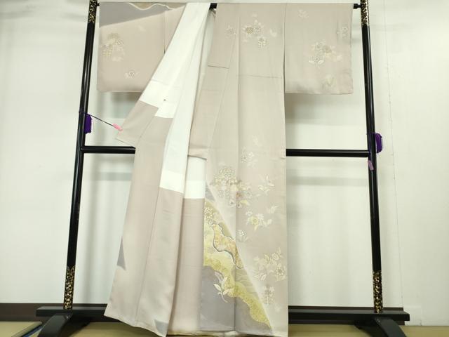 平和屋本店●極上 創業460年・千總 訪問着 刺繍 吉祥花文 薄梅鼠色地 金彩 松坂屋扱い 逸品 未使用 DZAA4958kh5