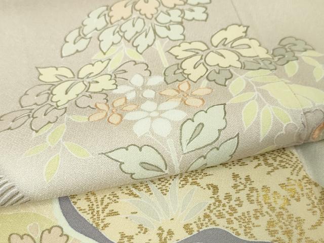平和屋本店●極上 創業460年・千總 訪問着 刺繍 吉祥花文 薄梅鼠色地 金彩 松坂屋扱い 逸品 未使用 DZAA4958kh5