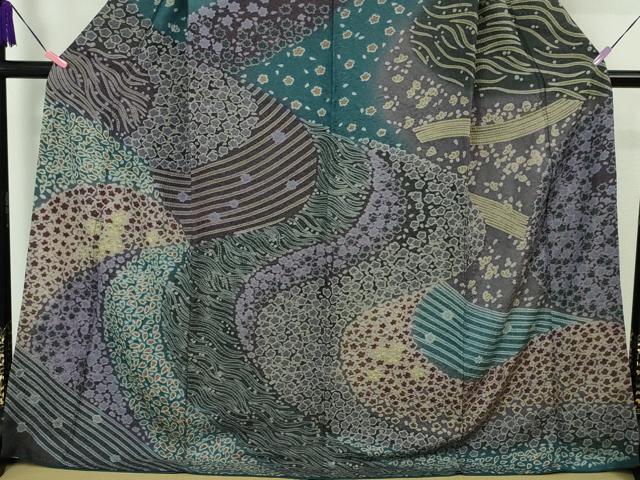 平和屋本店●極上 中国三大刺繍 相良刺繍 訪問着 おぼろ染め 襲絞り 舞花文 金糸 金通し地 逸品 DZAA4961kh5