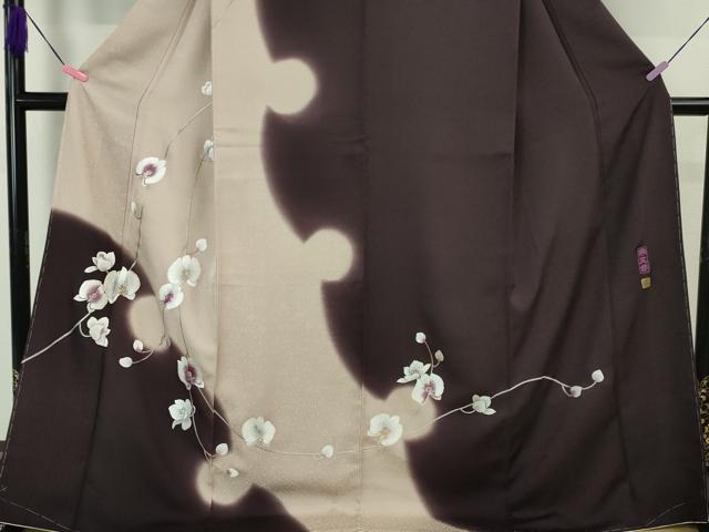 平和屋本店●極上 京の名門 じゅらく謹製 帝王紫 蘇州刺繍 訪問着 総刺繍 胡蝶蘭 雪輪 暈し染め 金銀糸 反端付き 逸品 未使用 DZAA4962kh5