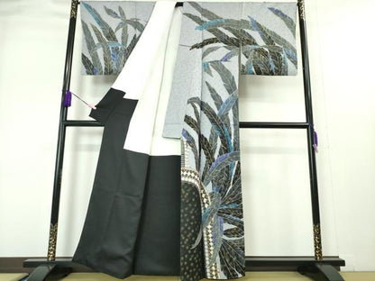 平和屋本店■極上　染織工芸はまや　京都手描友禅作家　濱屋修一郎　訪問着　羊歯　金彩　金通し地　逸品　DZAA4964kh5