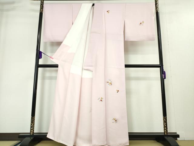 平和屋本店●希少　京都祇園の老舗 ぎをん齋藤　付下げ　総刺繍　駒刺繍　小花縫　撫子色地　金糸　たとう紙・反端付き　逸品　DZAA4965kh5