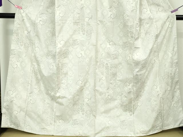 平和屋本店●極上 伝統工芸士 丸野勝寛 白井清道 本場大島紬 白大島 花唐草文 丸宮織物謹製 証紙付き 逸品 DZAA4969kh5