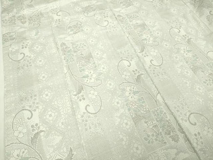 平和屋本店●極上 伝統工芸士 丸野勝寛 白井清道 本場大島紬 白大島 花唐草文 丸宮織物謹製 証紙付き 逸品 DZAA4969kh5