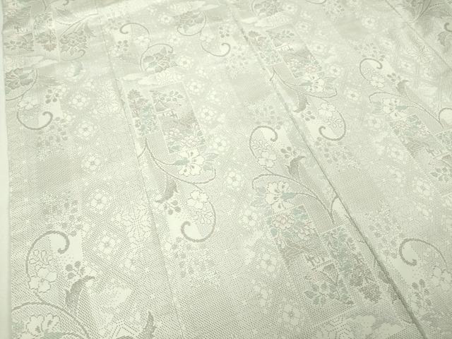 平和屋本店●極上 伝統工芸士 丸野勝寛 白井清道 本場大島紬 白大島 花唐草文 丸宮織物謹製 証紙付き 逸品 DZAA4969kh5