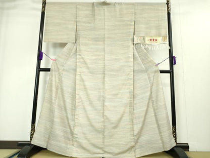 平和屋本店＊極上 夏物 石川県指定無形文化財 夏牛首紬 白山工房 手織り 霞文 証紙付き 逸品 DZAA4970kh5