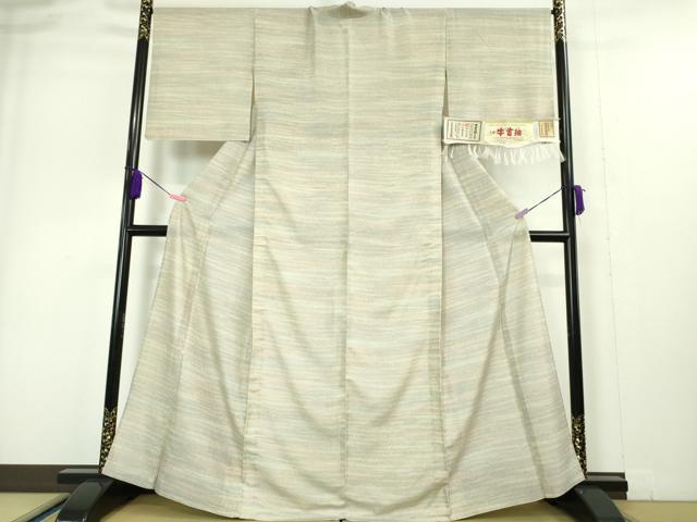 平和屋本店＊極上 夏物 石川県指定無形文化財 夏牛首紬 白山工房 手織り 霞文 証紙付き 逸品 DZAA4970kh5