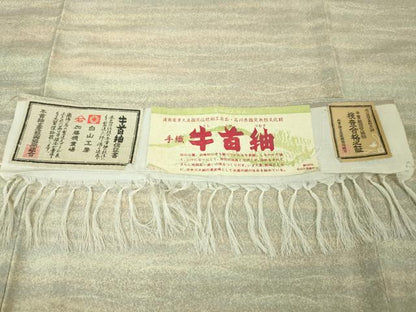 平和屋本店＊極上 夏物 石川県指定無形文化財 夏牛首紬 白山工房 手織り 霞文 証紙付き 逸品 DZAA4970kh5