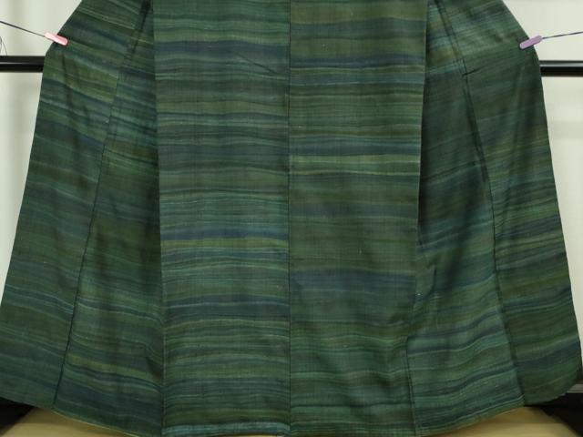 平和屋本店●極上 郡上紬 草木染 横縞 逸品 DZAA4976kh5
