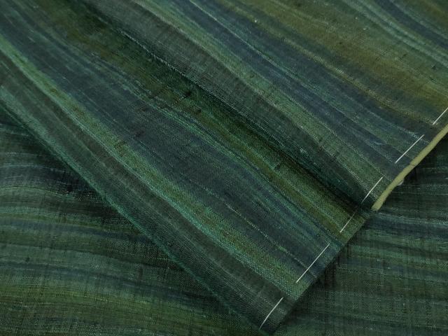 平和屋本店●極上 郡上紬 草木染 横縞 逸品 DZAA4976kh5