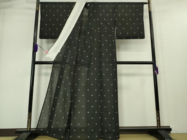 平和屋本店＊極上 夏物 銀座もとじ 紗紬 色紙文 黒地 逸品 DZAA4979kh5