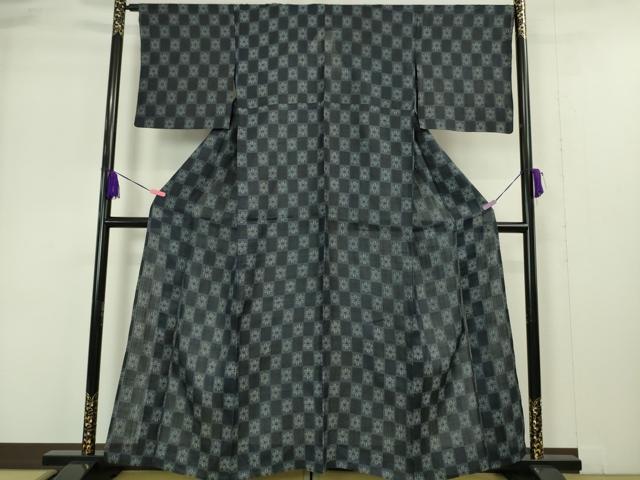 平和屋本店＊極上 夏物 重要無形文化財 本場宮古上布 苧麻 市松 麻の葉 逸品 DZAA4981kh5
