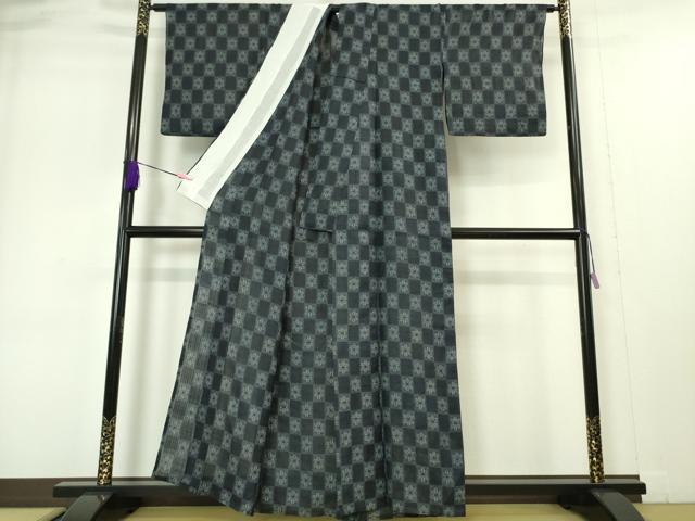 平和屋本店＊極上 夏物 重要無形文化財 本場宮古上布 苧麻 市松 麻の葉 逸品 DZAA4981kh5