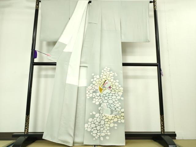 平和屋本店●極上 人間国宝・羽田登喜男 色留訪問着 鴛鴦 紫草 秘色色地 暈し染め 色紙付き 逸品 DZAA4986kh5