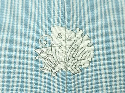 平和屋本店▽極上 人間国宝重要無形文化財 小宮康助 人間国宝児玉博 江戸小紋 単衣 両面染 ござ目 水色 三越扱い 反端付き 逸品DZAA4988kh5