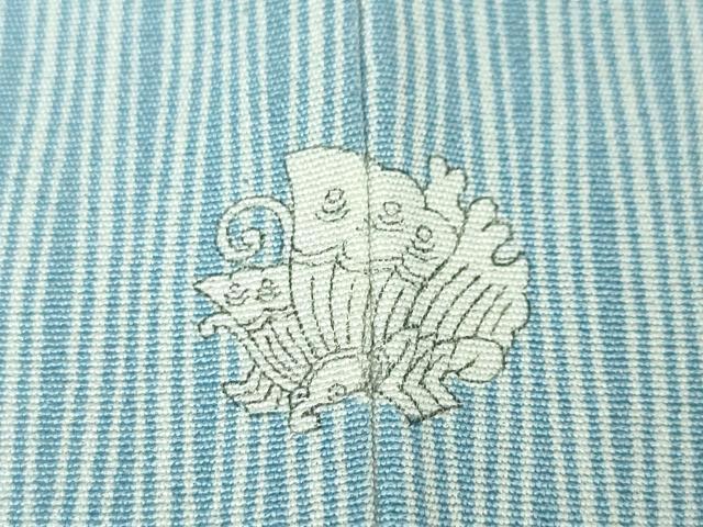 平和屋本店▽極上 人間国宝重要無形文化財 小宮康助 人間国宝児玉博 江戸小紋 単衣 両面染 ござ目 水色 三越扱い 反端付き 逸品DZAA4988kh5