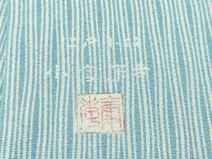 平和屋本店▽極上 人間国宝重要無形文化財 小宮康助 人間国宝児玉博 江戸小紋 単衣 両面染 ござ目 水色 三越扱い 反端付き 逸品DZAA4988kh5