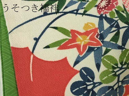 平和屋本店●極上 和染紅型 栗山紅型 栗山吉三郎 振袖 舞蝶花文 鬼しぼ縮緬 黒地 逸品 DZAA4990kh5