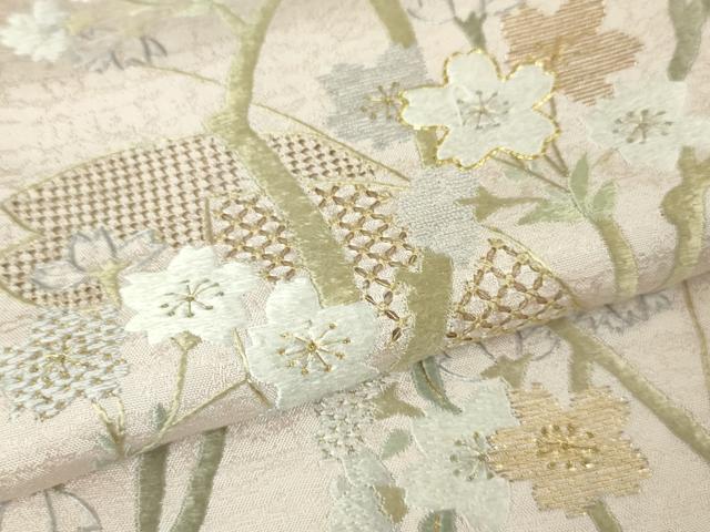 平和屋本店■極上　山口美術織物 皇室 伊勢神宮御用 西陣織 スワトウ刺繍 訪問着 総刺繍 駒刺繍 枝桜 薄桜色地　金糸　逸品　DZAA4994kh5