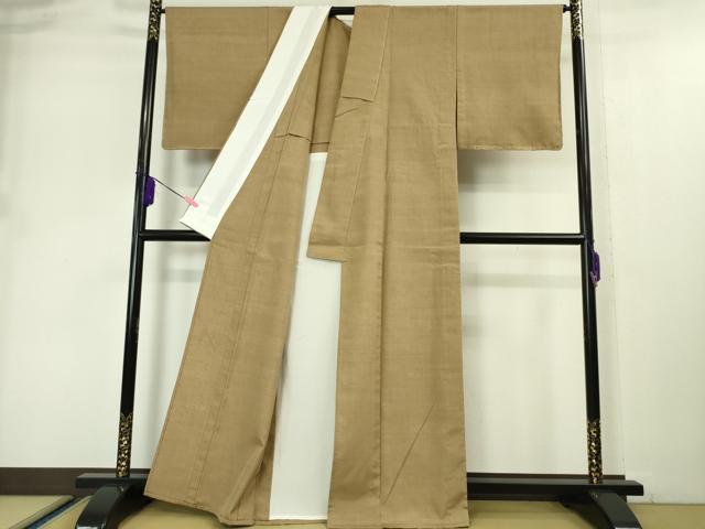 平和屋本店▽極上 本場結城紬 重要無形文化財 単衣 奥順謹製 はたおり娘 池田重子 色無地 黄櫨染色 証紙付き 逸品 未使用 DZAA5000kh5