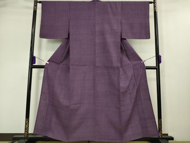 平和屋本店■極上　浦野理一　経節紬　色無地　単衣　葡萄色　逸品　DZAA5001kh5