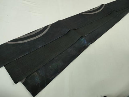 平和屋本店■極上　男性　角帯　花唐草文　黒地　銀糸　反端付き　逸品　DZAA5005kh5