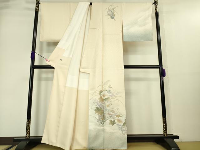 平和屋本店●極上 金彩友禅 卓越技能者・名工・和田光正 訪問着 吉祥花文 暈し染め 薄卵色地 金銀彩 まるやま扱い 逸品 DZAA5009kh5