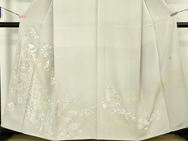 平和屋本店●極上 山口美術織物 皇室 伊勢神宮御用 西陣織 訪問着 総刺繍 正倉院花唐草文 灰桜色地 金銀糸 逸品 未使用 DZAA5012kh5