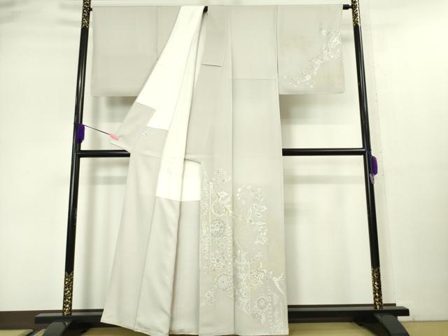 平和屋本店●極上 山口美術織物 皇室 伊勢神宮御用 西陣織 訪問着 総刺繍 正倉院花唐草文 灰桜色地 金銀糸 逸品 未使用 DZAA5012kh5