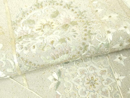 平和屋本店●極上 山口美術織物 皇室 伊勢神宮御用 西陣織 訪問着 総刺繍 正倉院花唐草文 灰桜色地 金銀糸 逸品 未使用 DZAA5012kh5