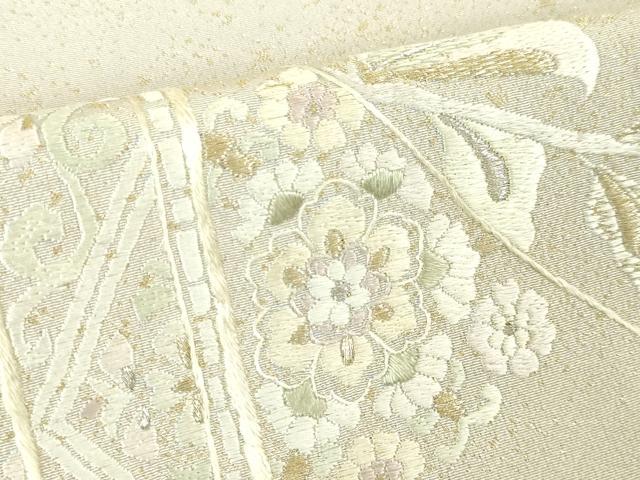 平和屋本店●極上 山口美術織物 皇室 伊勢神宮御用 西陣織 訪問着 総刺繍 正倉院花唐草文 灰桜色地 金銀糸 逸品 未使用 DZAA5012kh5
