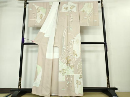 平和屋本店●極上 創業460年・千總 訪問着 枝垂れ花 薄柿色地 金彩 三越扱い 逸品 DZAA5014kh5