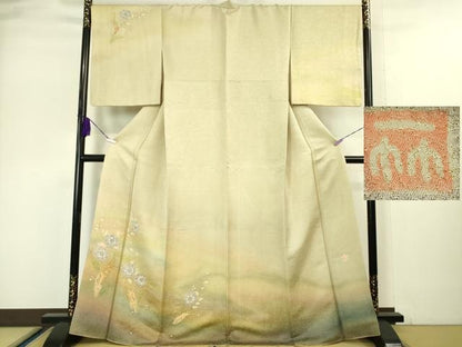 平和屋本店●極上　久保田一竹　幻の辻が花　訪問着　絞り　暈し染め　金通し地　逸品　DZAA5020kh6