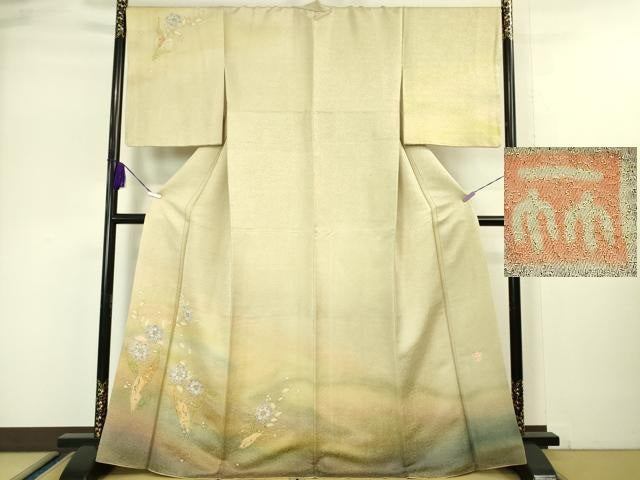 平和屋本店●極上　久保田一竹　幻の辻が花　訪問着　絞り　暈し染め　金通し地　逸品　DZAA5020kh6
