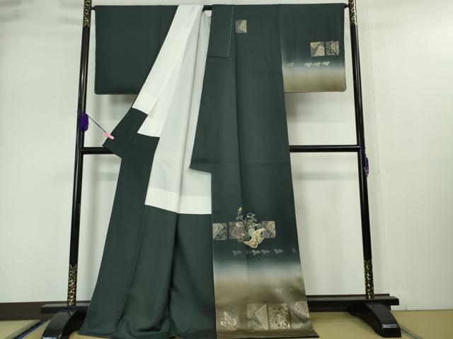 平和屋本店■極上 金彩友禅 卓越技能者・名工・和田光正 訪問着 ロング丈 鳳凰吉祥文 暈し染め 百入茶色地 金彩 逸品 未使用　DZAA5022kh5