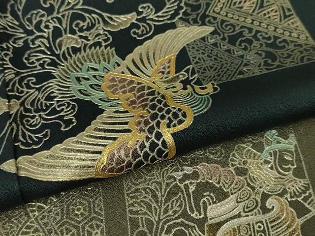 平和屋本店■極上 金彩友禅 卓越技能者・名工・和田光正 訪問着 ロング丈 鳳凰吉祥文 暈し染め 百入茶色地 金彩 逸品 未使用　DZAA5022kh5