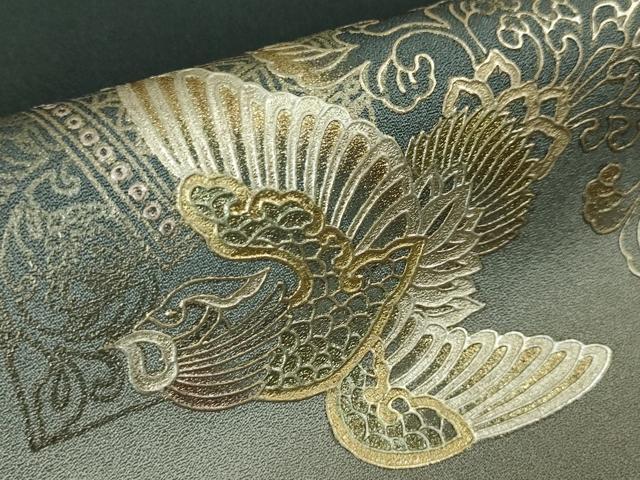平和屋本店■極上 金彩友禅 卓越技能者・名工・和田光正 訪問着 ロング丈 鳳凰吉祥文 暈し染め 百入茶色地 金彩 逸品 未使用　DZAA5022kh5