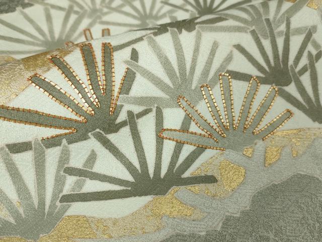 平和屋本店■極上　皇室献上作家　藤井寛　訪問着　駒刺繍　松　薄い豆がら茶色地　金彩　逸品　未使用　DZAA5023kh5