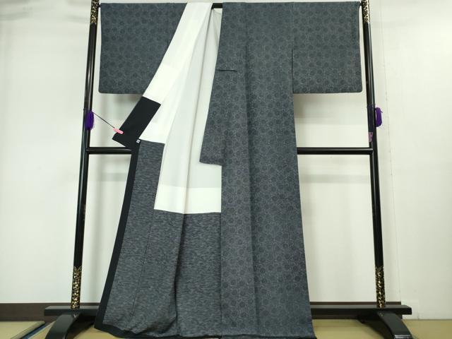 平和屋本店■極上　重要無形文化財　人間国宝　中村勇二郎　江戸小紋　草木染　献上古代菊　濃紺地　証紙付き　逸品　DZAA5024kh5