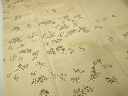 平和屋本店●極上 人間国宝 福田喜三郎 訪問着 刺繍 舞鳥花松文 手描き 肌色地 金糸 逸品 DZAA5027kh5