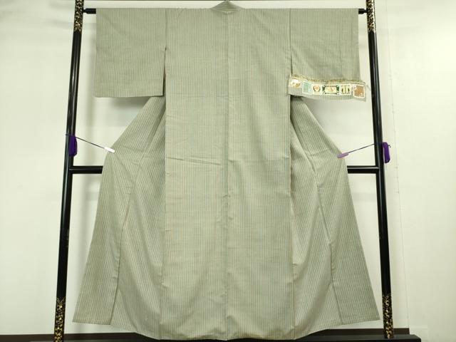 平和屋本店■極上　本場結城紬　重要無形文化財　縞　ゑり善扱い　証紙付き　逸品　DZAA5032kh5