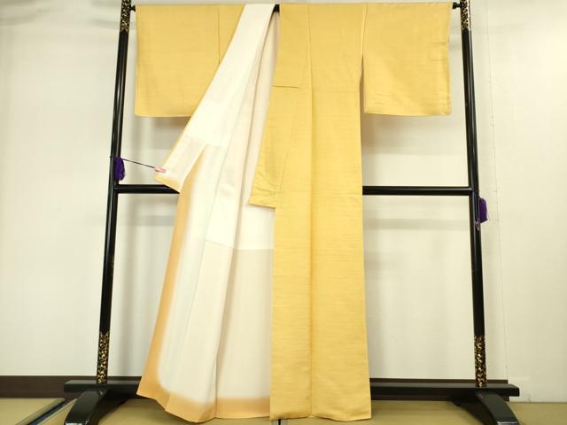平和屋本店●希少　人間国宝　志村ふくみ　紬　色無地　黄地・支子色　小大丸扱い　たとう紙付き　逸品　未使用　DZAA5038kh5